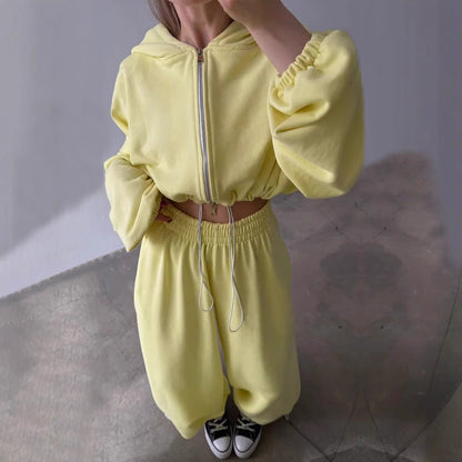 Damen Kapuzen-Crop--Set mit weiter Hose Norvielle