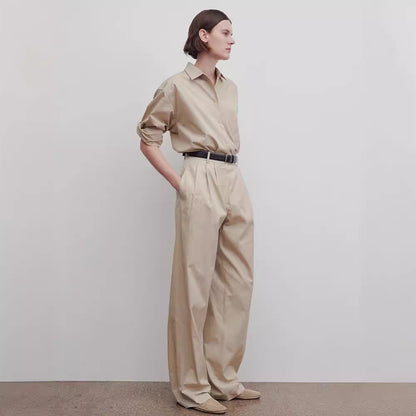 Damen Hochbundhose Klassisch Falten Elegant