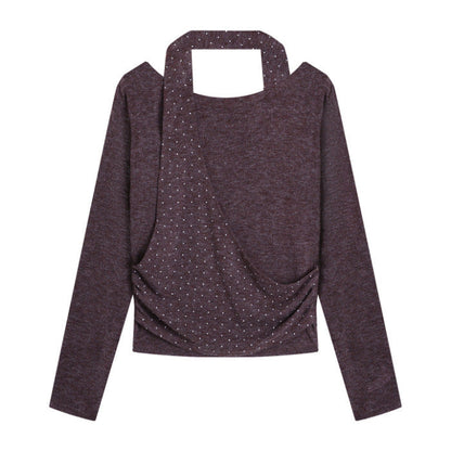 Damen Oberteil Asymmetrischer Ausschnitt Eleganter Riemen Norvielle