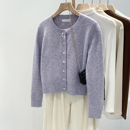Damen Strickjacke Kuschelig Feine Knöpfe Beige - Norvielle