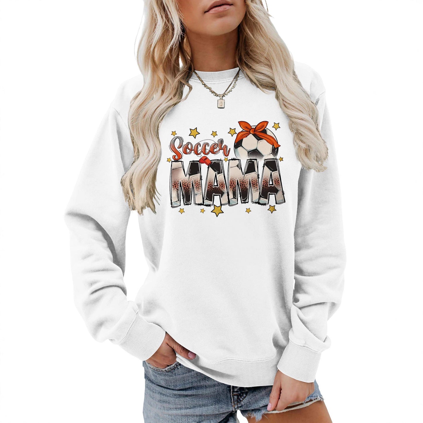 Damen Sweatshirt Soccer Mama Aufdruck Bequem Norvielle