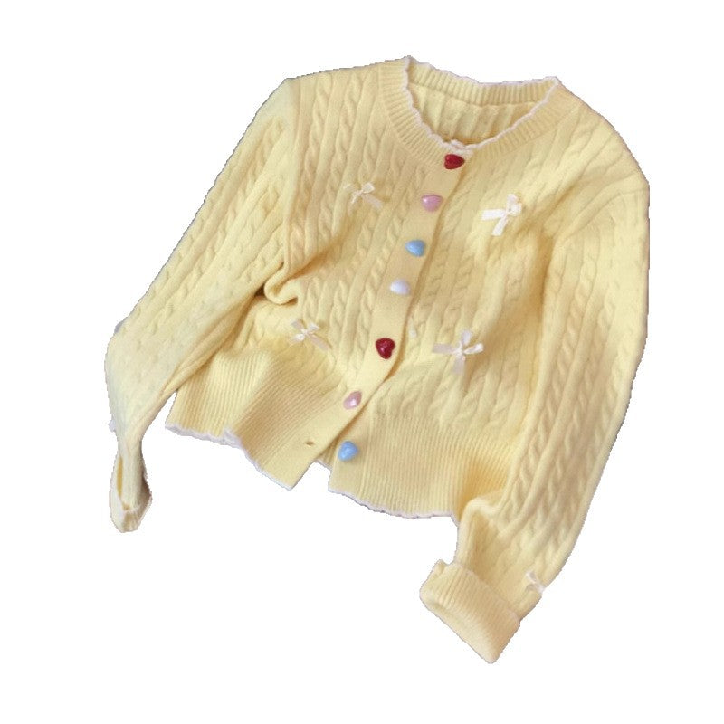 Damen Grobstrick-Cardigan mit Knöpfen und Schleifen Norvielle