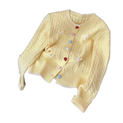 Damen Grobstrick-Cardigan mit Knöpfen und Schleifen Norvielle