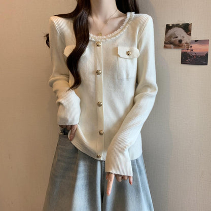 Damen Strickjacke Dekorativer Kragen Norvielle
