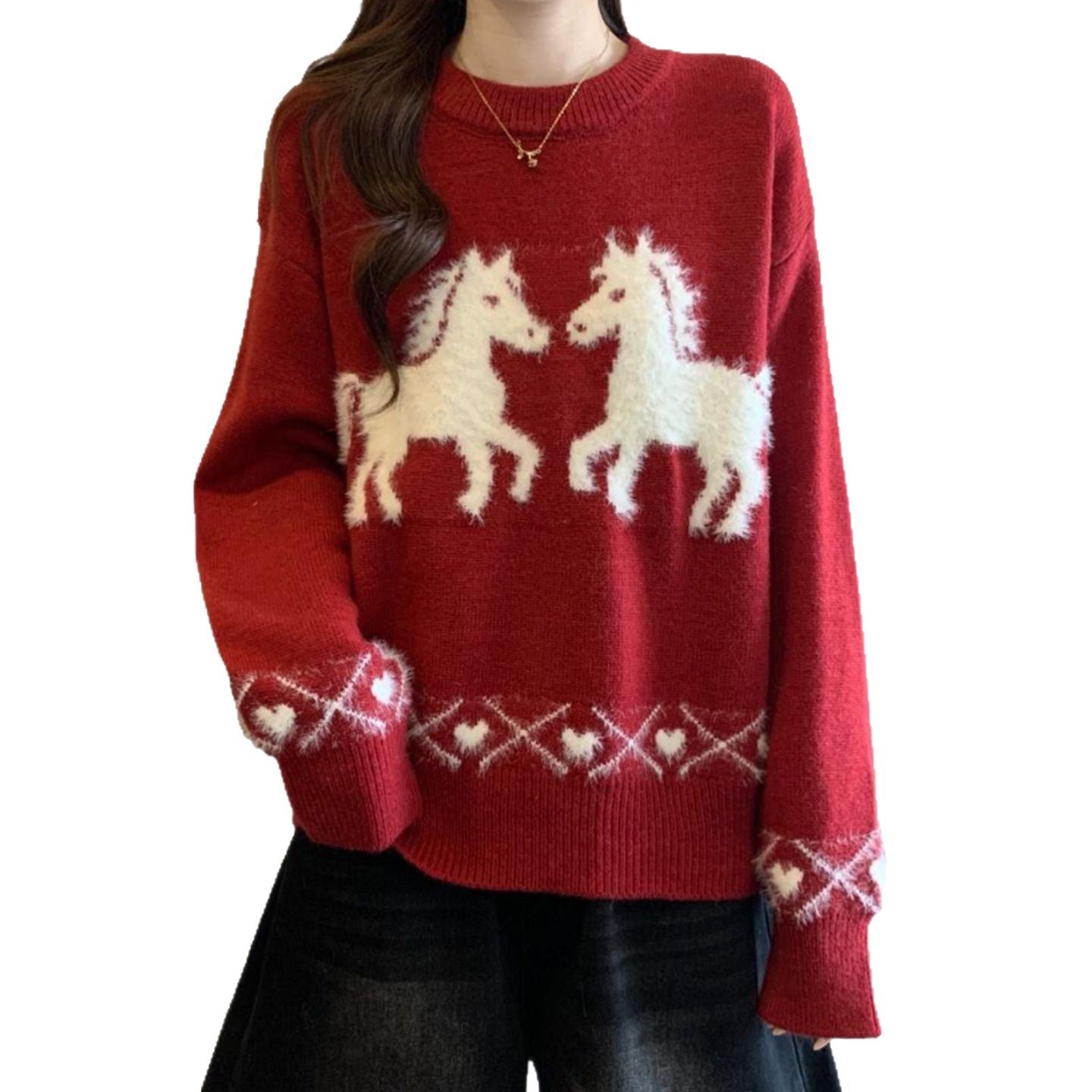Damen Pullover Einhorn-Muster Weich Norvielle