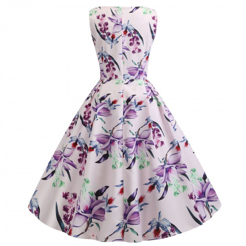 Damen A-Linien Kleid Florales Muster Seitentaschen Norvielle