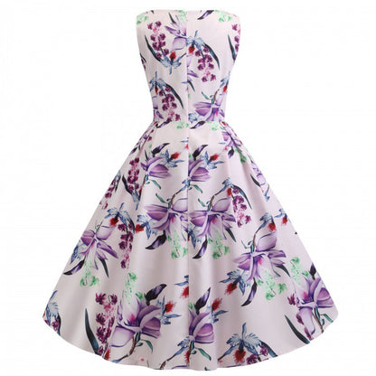 Damen A-Linien Kleid Florales Muster Seitentaschen Norvielle