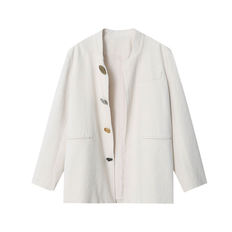 Damen Blazerjacke Lässig Feminin Knöpfe