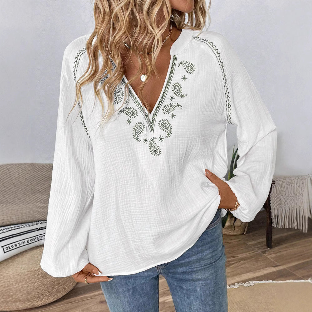 Damen Bluse Paisley Motiv Elegant Ärmel Norvielle