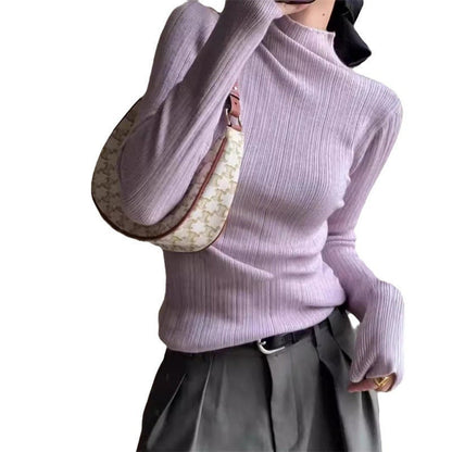Damen Feinstrickpullover Moderner Schnitt Hochkragen Norvielle