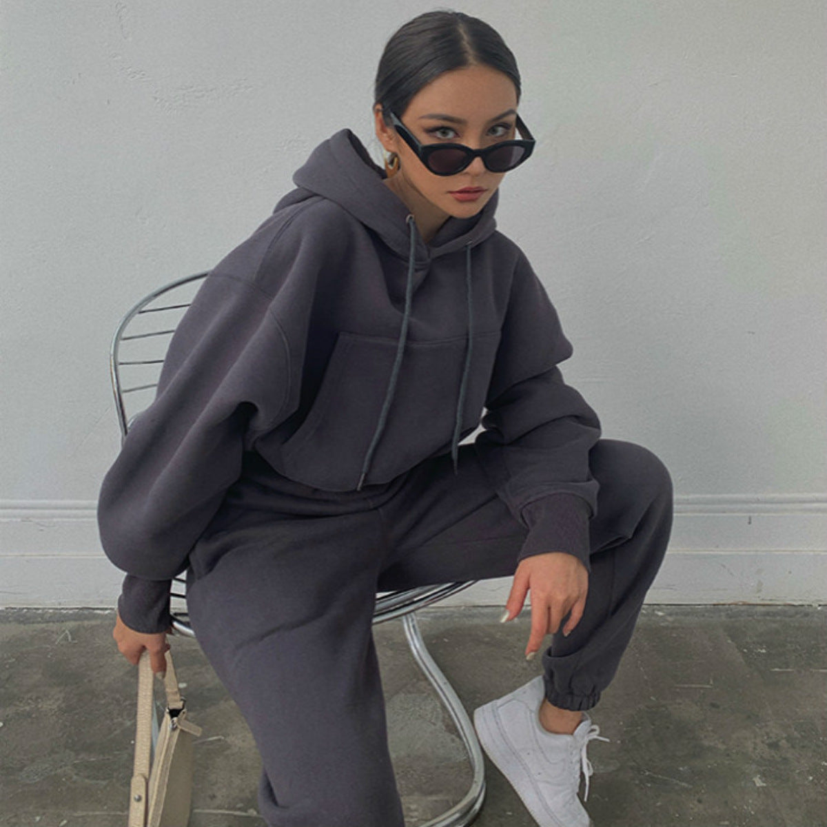 Damen Kapuzenpullover Hochtailliert mit Jogginghose Norvielle