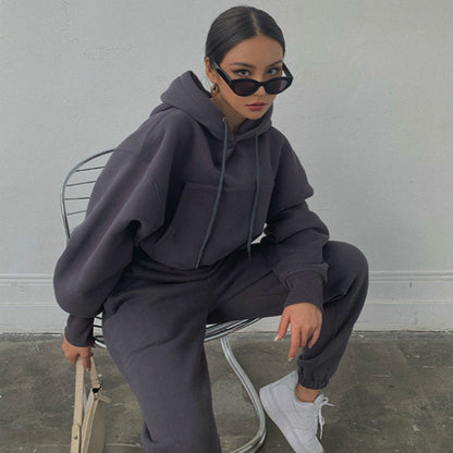 Damen Kapuzenpullover Hochtailliert mit Jogginghose Norvielle