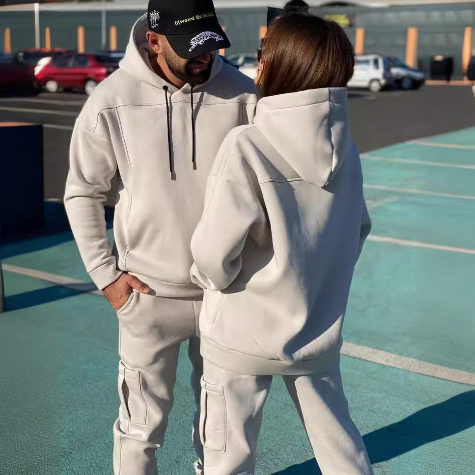 Damen Hoodie Jogginganzug mit Taschen und Kordelzug