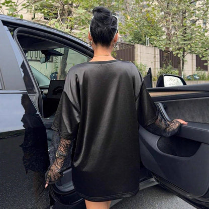 Damen Oversized Sport-T-Shirt Netzarmdesign