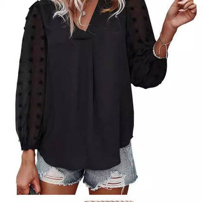 Damen Bluse Polka Dot transparente Ärmel Norvielle