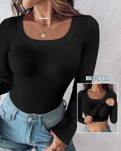 Damen Cropped Langarmshirt Mit Trägershirt Norvielle