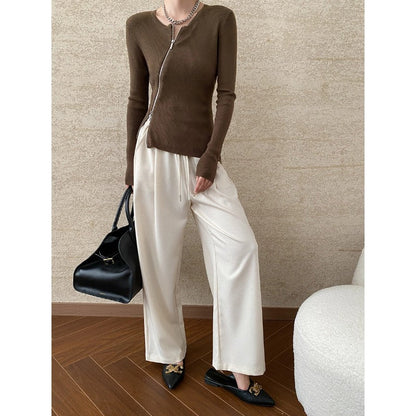 Damen Strickpullover Reißverschluss Slim Fit Norvielle