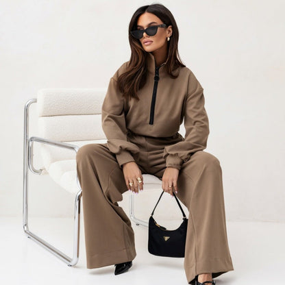 Damen Jumpsuit Sportlich Hoher Kragen Moderner Reißverschluss