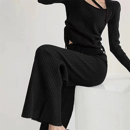 Damen Pullover V-Ausschnitt Rippstruktur Norvielle