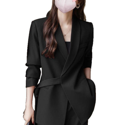 Damen Blazer Asymmetrisch Mit Taillengürtel