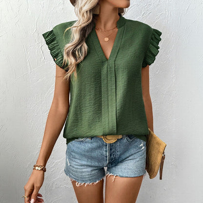 Damen Bluse V-Ausschnitt Rüschen Norvielle - Norvielle