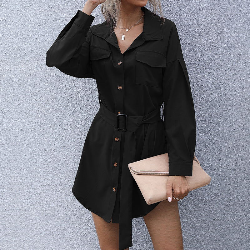 Damen Hemdblusenkleid mit Gürtel Norvielle