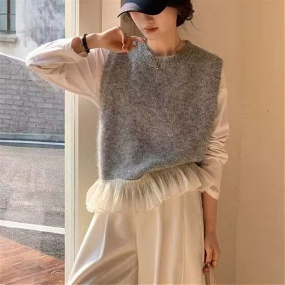 Damen Pullover Rüschensaum Norvielle