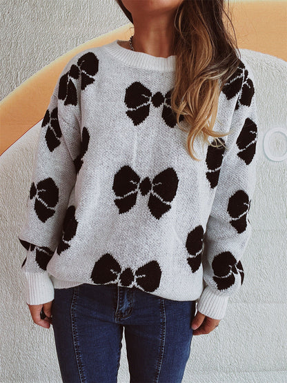 Damen Pullover Verspieltes Schleifenmuster Norvielle