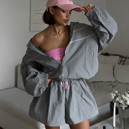 Damen Sportjacke Weite Ärmel Kurze Hose Norvielle