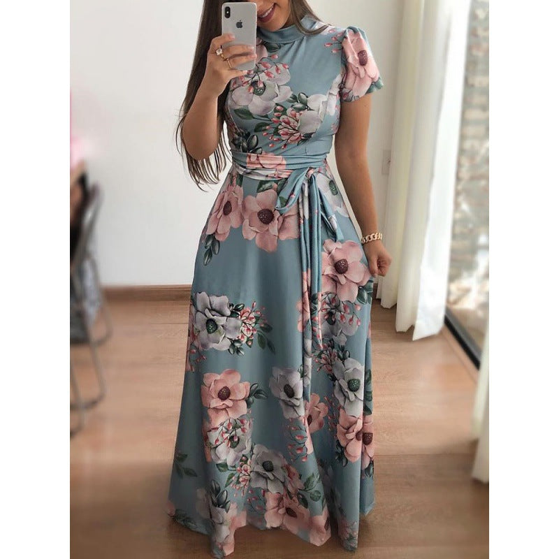 Damen Maxikleid Floralmuster Wickeldesign Kurvenbetonend es