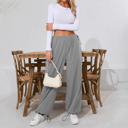 Damen Freizeithose Bequem Weites Bein Tunnelzug Norvielle