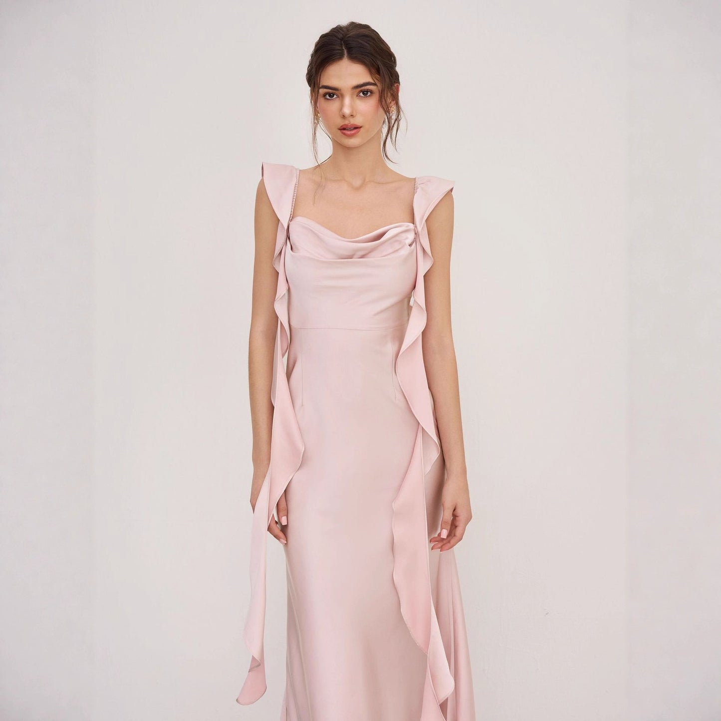Damen Abendkleid Asymmetrische Rüschen Norvielle