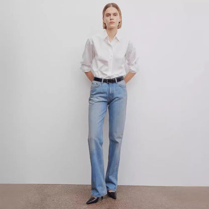Damen Weite Jeans Hochgeschnitten Norvielle