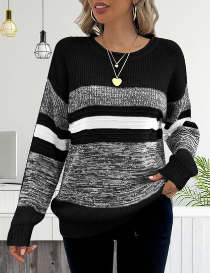 Damen Pullover Gestreift Weit Norvielle