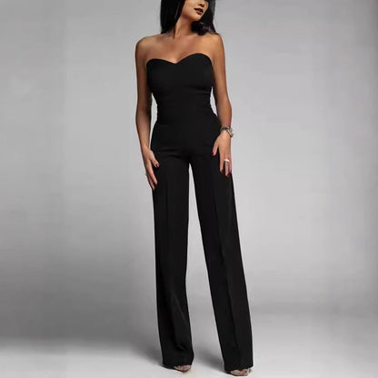 Damen Jumpsuit Schulterfrei Weites Bein Norvielle