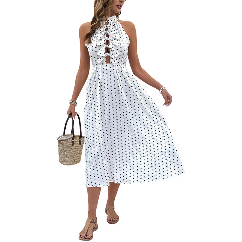 Damen Maxikleid Rüschendetail Knopfleiste Norvielle