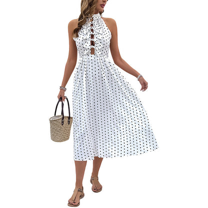 Damen Maxikleid Rüschendetail Knopfleiste Norvielle