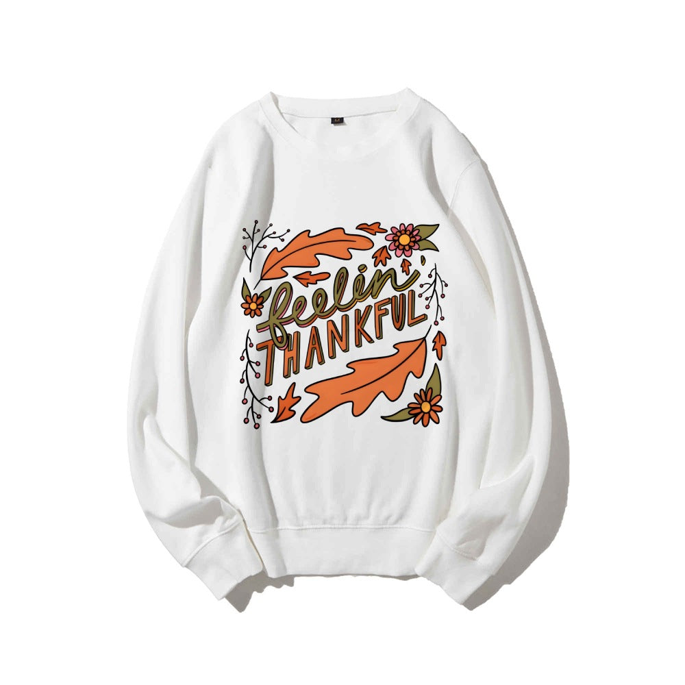 Damen Sweatshirt Bunt Herbstmotiv Baumwolle