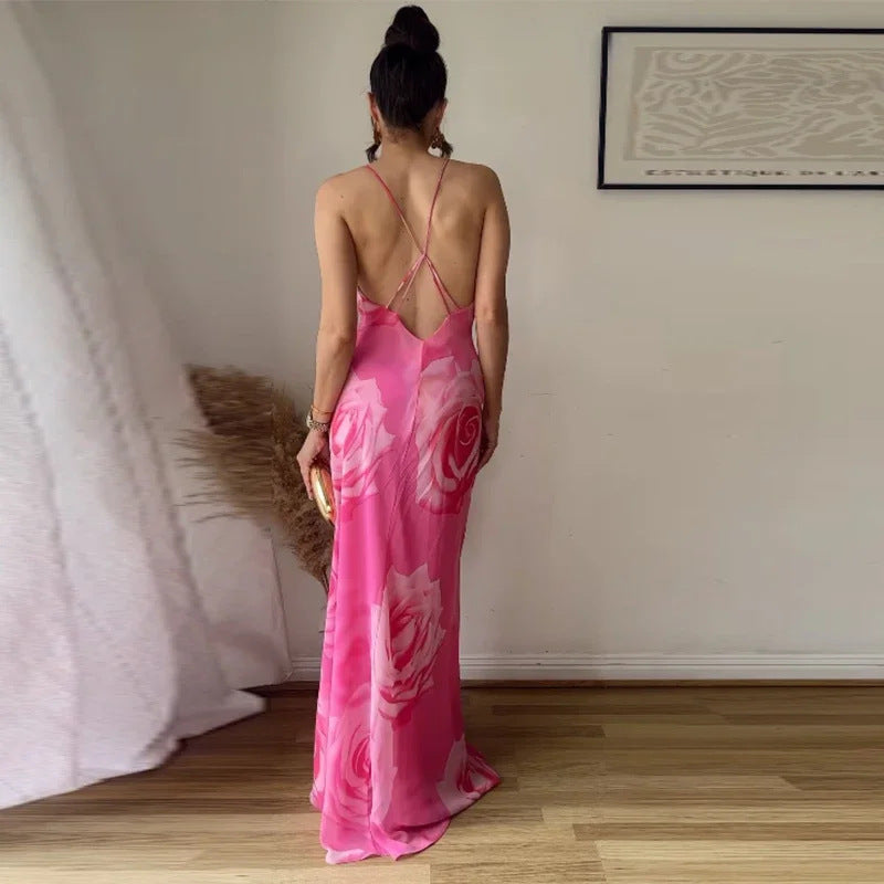 Damen Maxikleid mit Schlitz und Trägern Norvielle