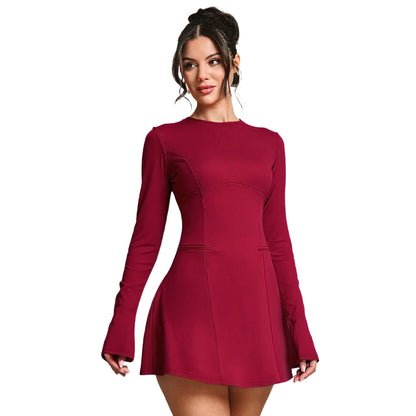 Damen Kurzärmeliges Kleid Elegant Schnitt Norvielle