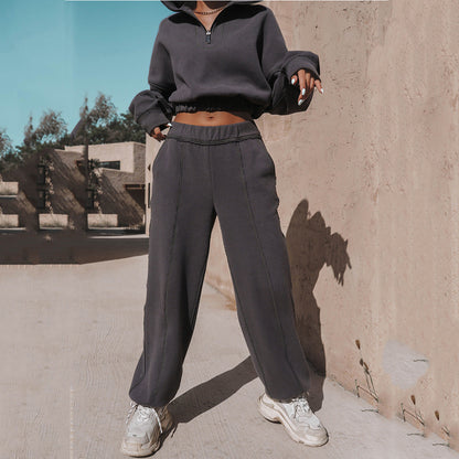 Damen Cropped Hoodie Hochkragen Norvielle