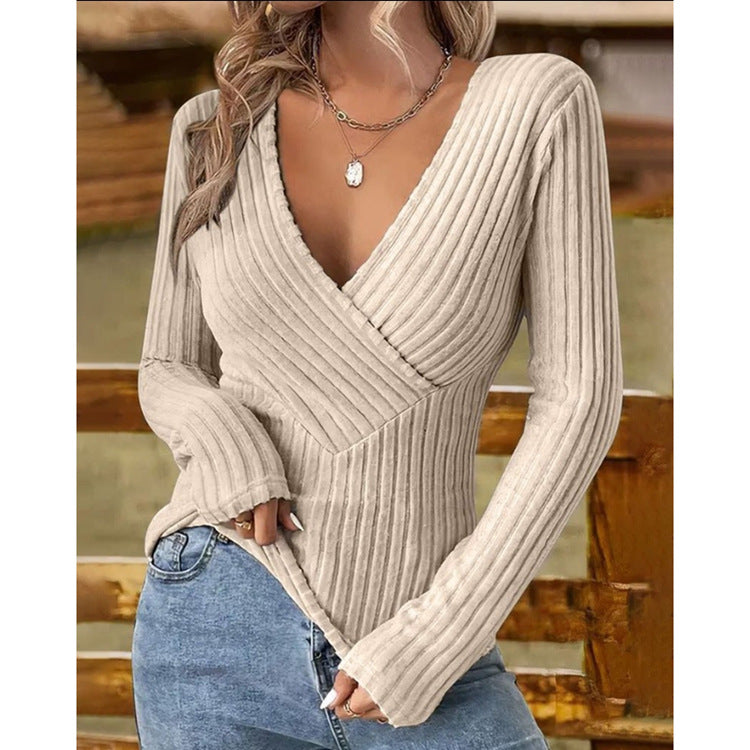 Damen Pullover V-Ausschnitt Figurbetonend Norvielle