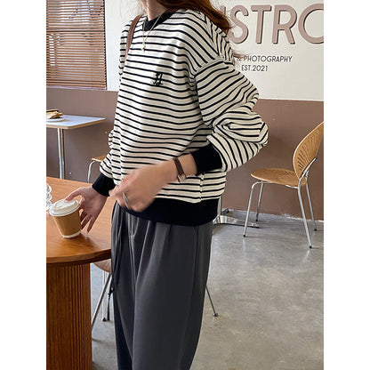 Damen Sweatshirt Rundhals Streifen Norvielle - Norvielle