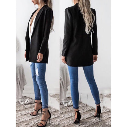 Damen Blazer Elegant Langer Revers Norvielle