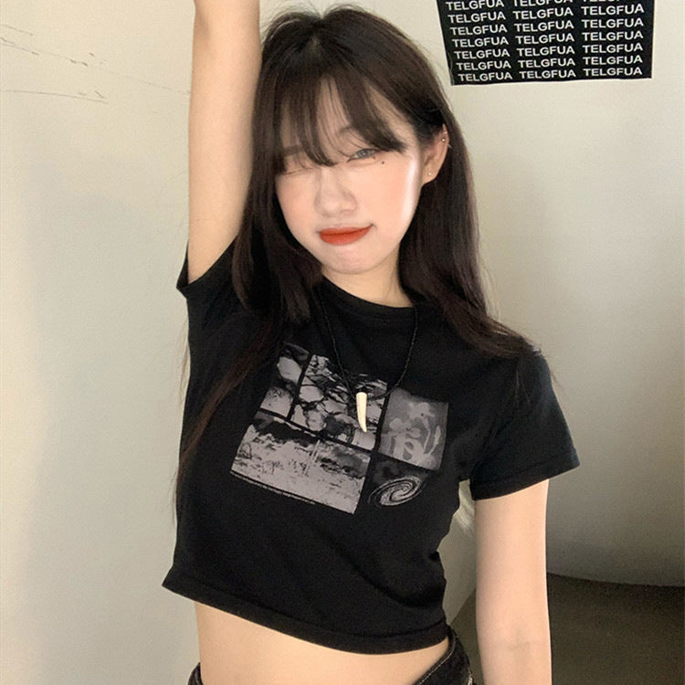 Damen Cropped T-Shirt mit Grafikdesign Norvielle - Norvielle