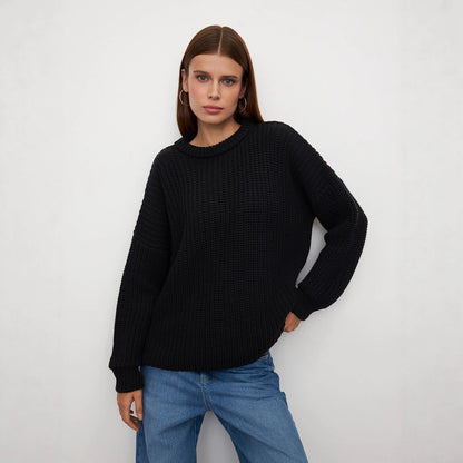 Damen Oversized Strickpullover Lässiger Schnitt