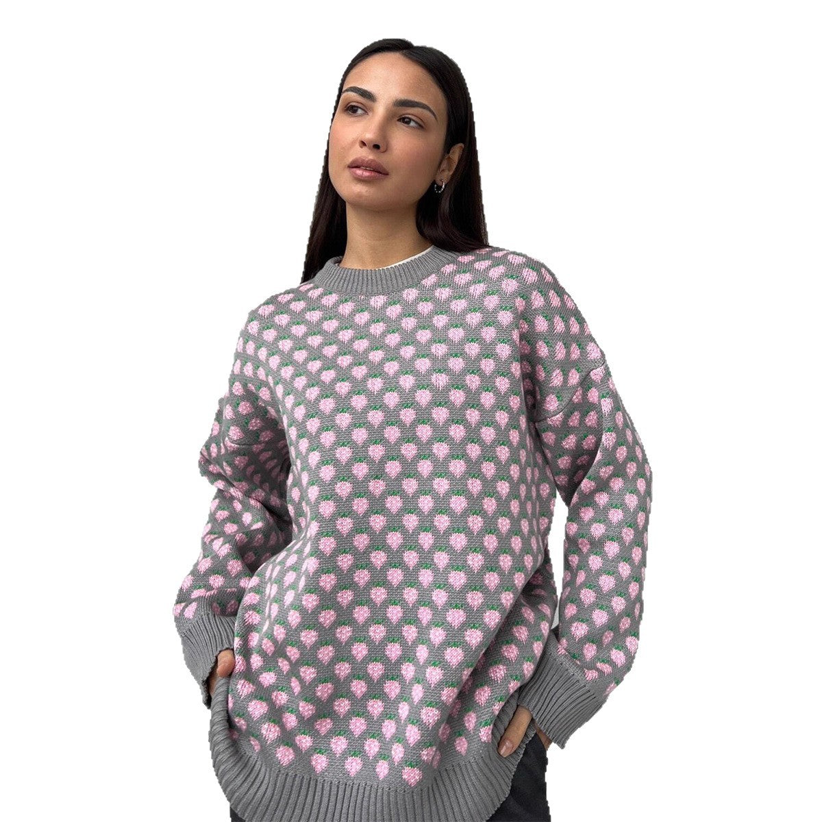 Damen Oversized Pullover Floralmuster Norvielle