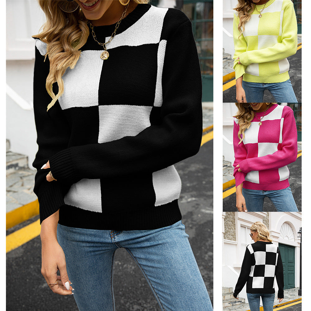 Damen Pullover Kariert Weich Norvielle - Norvielle