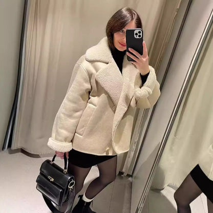 Damen Kuscheljacke Kunstfellkragen Norvielle - Norvielle