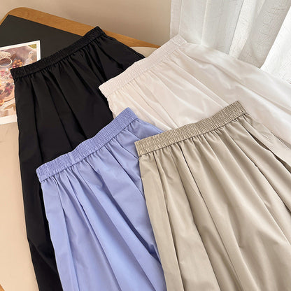 Damen Midirock Elastischer Bund Voluminöser Schnitt